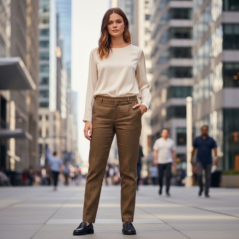 🌻NEW w/tags Sandro Paris Taupe Linen Straight Mid-Rise Linen Pants Size 36